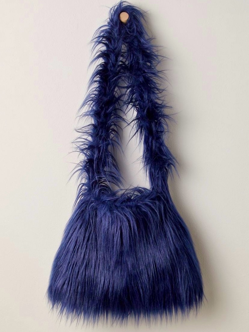 NWT Unreal Fur Fluffy Shoulder Bag Navy